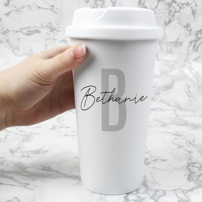 Personalised Initial & Name Double Walled Travel Mug - Shop Personalised Gifts