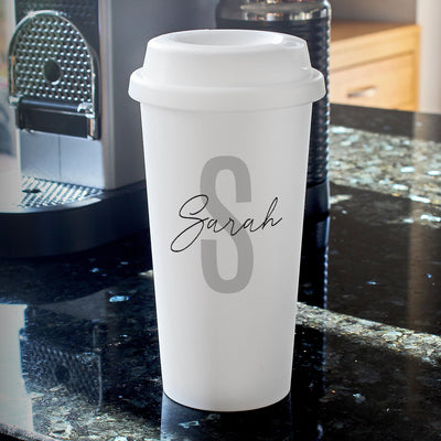 Personalised Initial & Name Double Walled Travel Mug - Shop Personalised Gifts