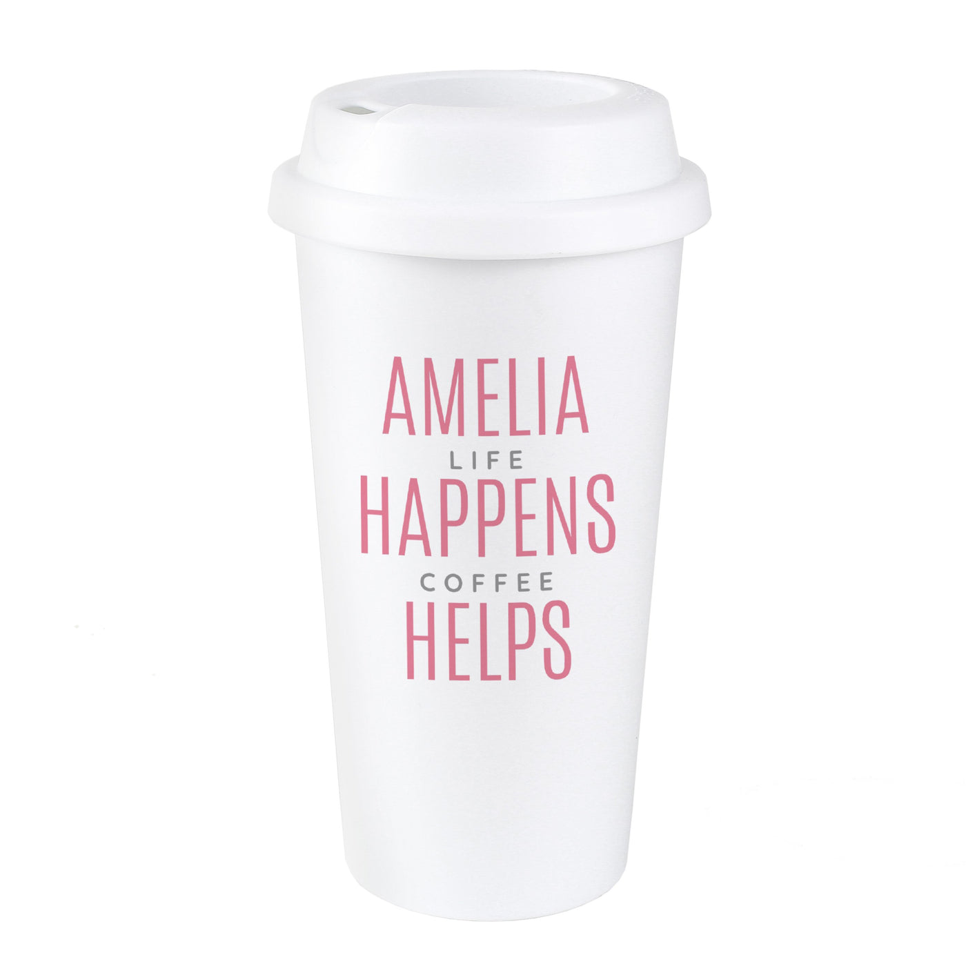Personalised Pink Text Slogan Double Walled Travel Mug - Shop Personalised Gifts
