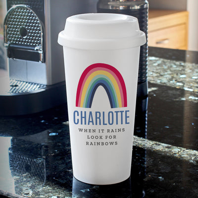 Personalised Rainbow Double walled Travel Mug - Shop Personalised Gifts