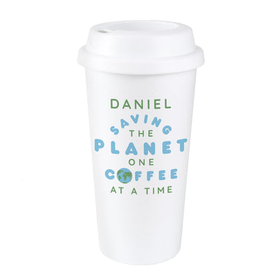 Personalised 'Saving the Planet' Double Walled Travel Mug - Shop Personalised Gifts