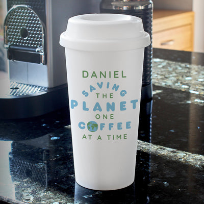 Personalised 'Saving the Planet' Double Walled Travel Mug - Shop Personalised Gifts