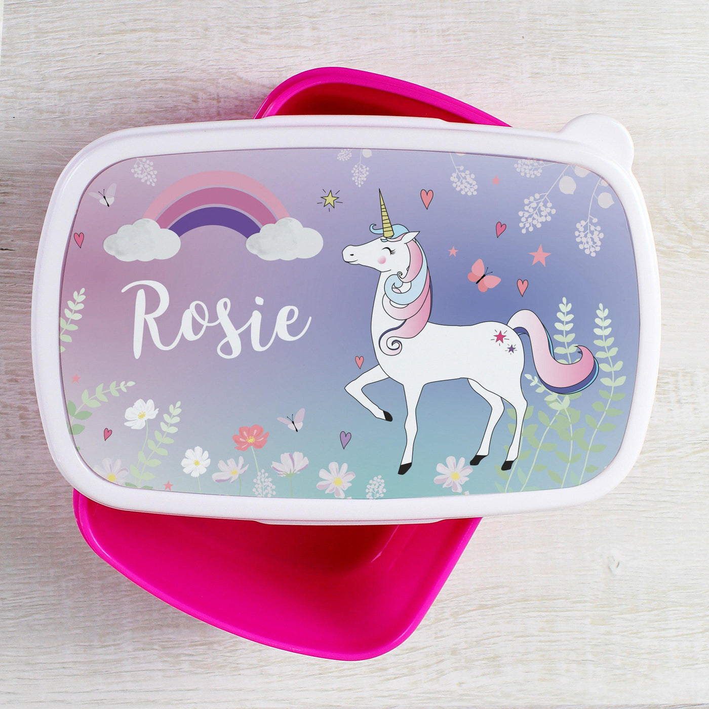 Personalised Unicorn Name Only Pink Lunch Box - Shop Personalised Gifts