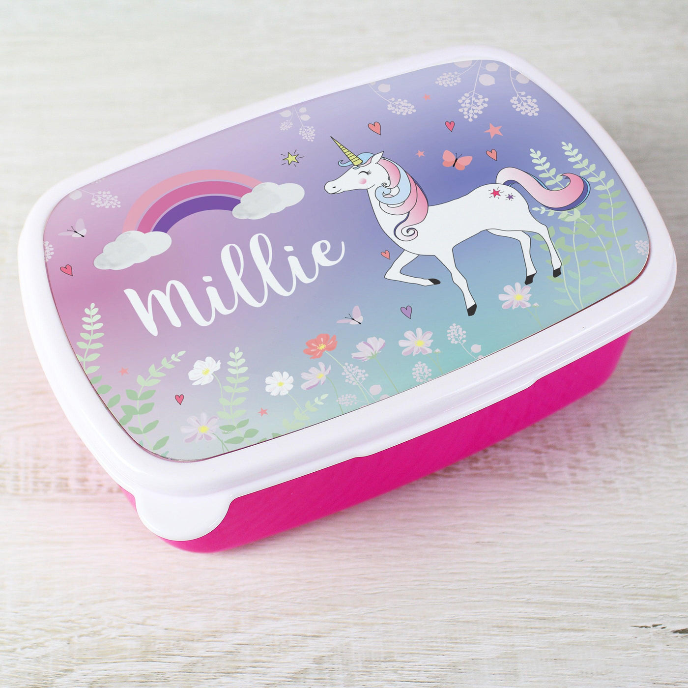 Personalised Unicorn Name Only Pink Lunch Box - Shop Personalised Gifts