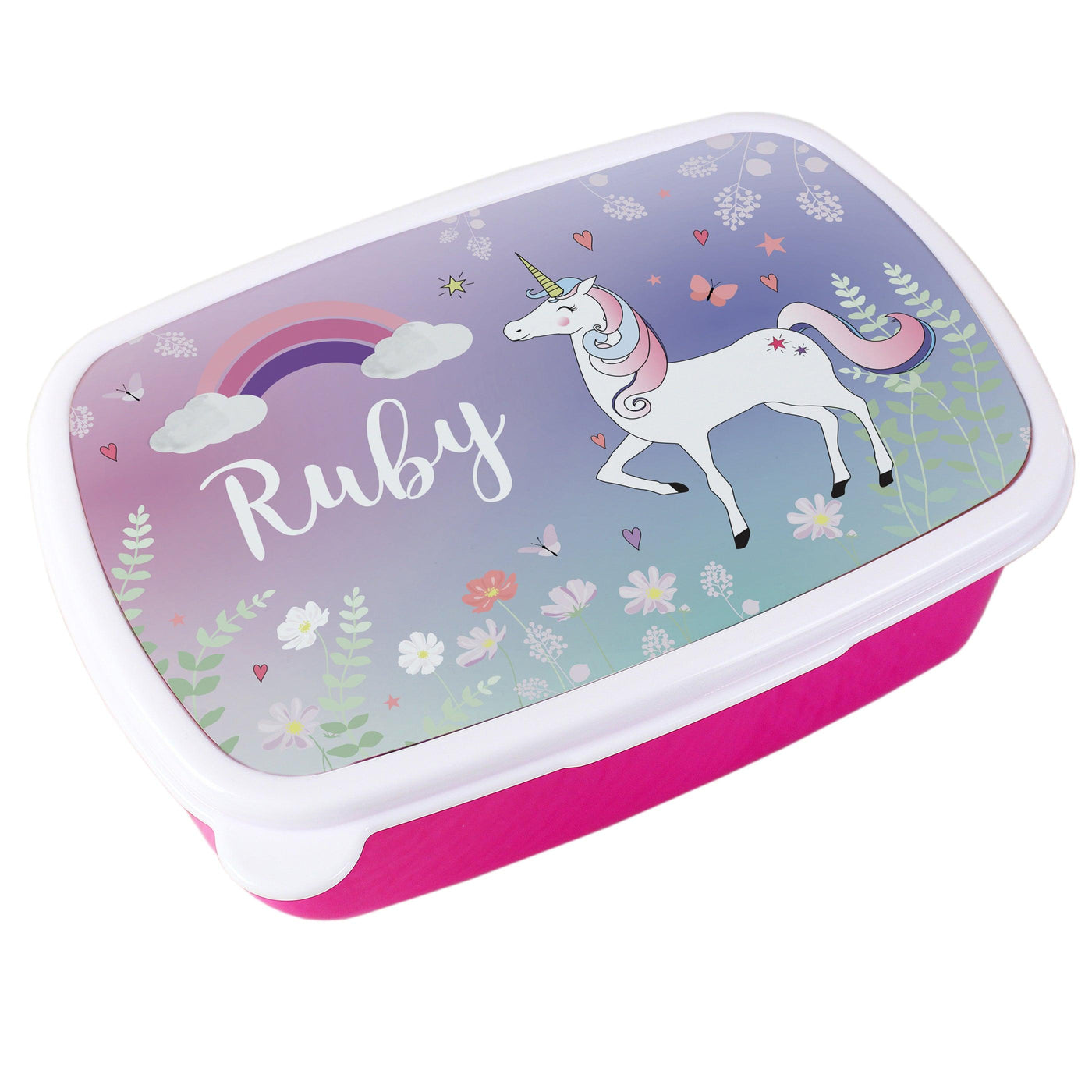 Personalised Unicorn Name Only Pink Lunch Box - Shop Personalised Gifts