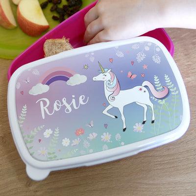 Personalised Unicorn Name Only Pink Lunch Box - Shop Personalised Gifts