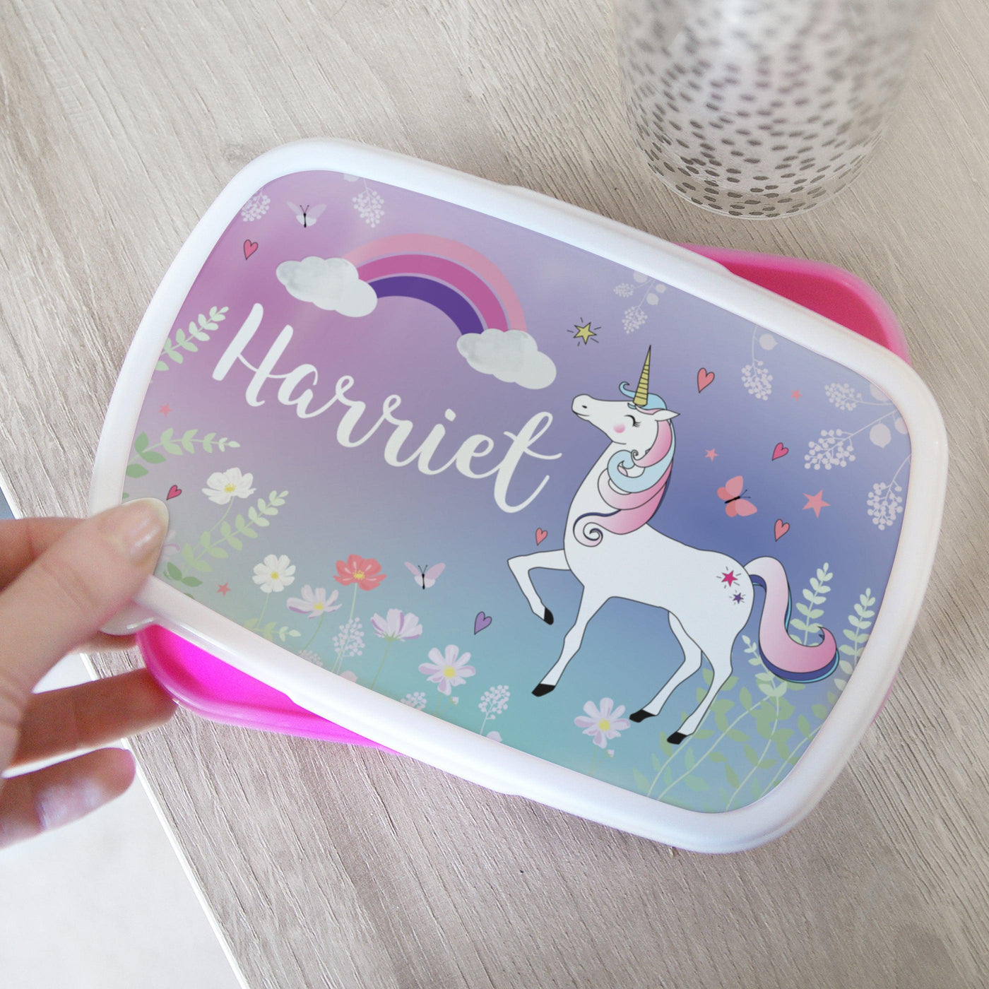 Personalised Unicorn Name Only Pink Lunch Box - Shop Personalised Gifts