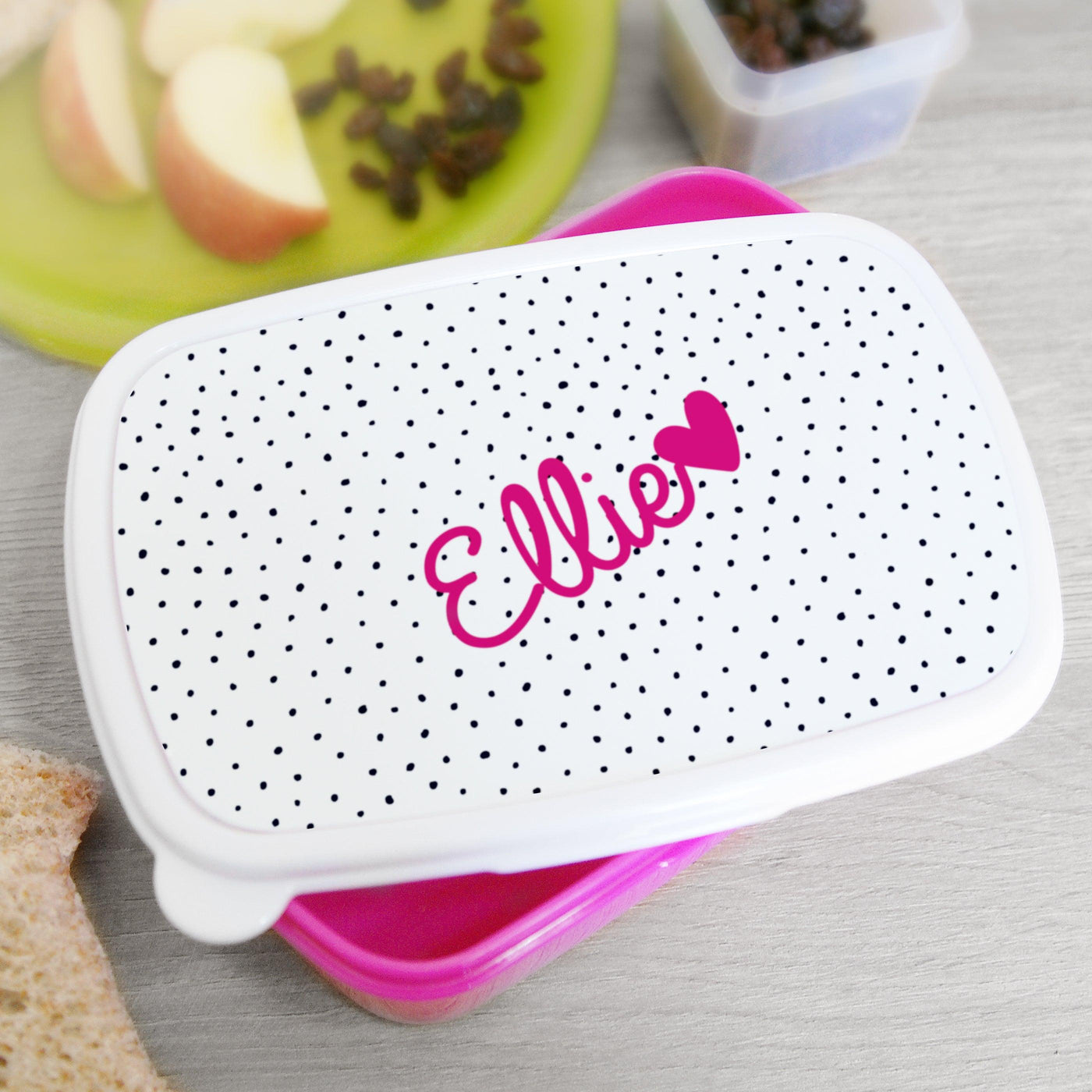 Personalised Pink Heart Name Only Pink Lunch Box - Shop Personalised Gifts