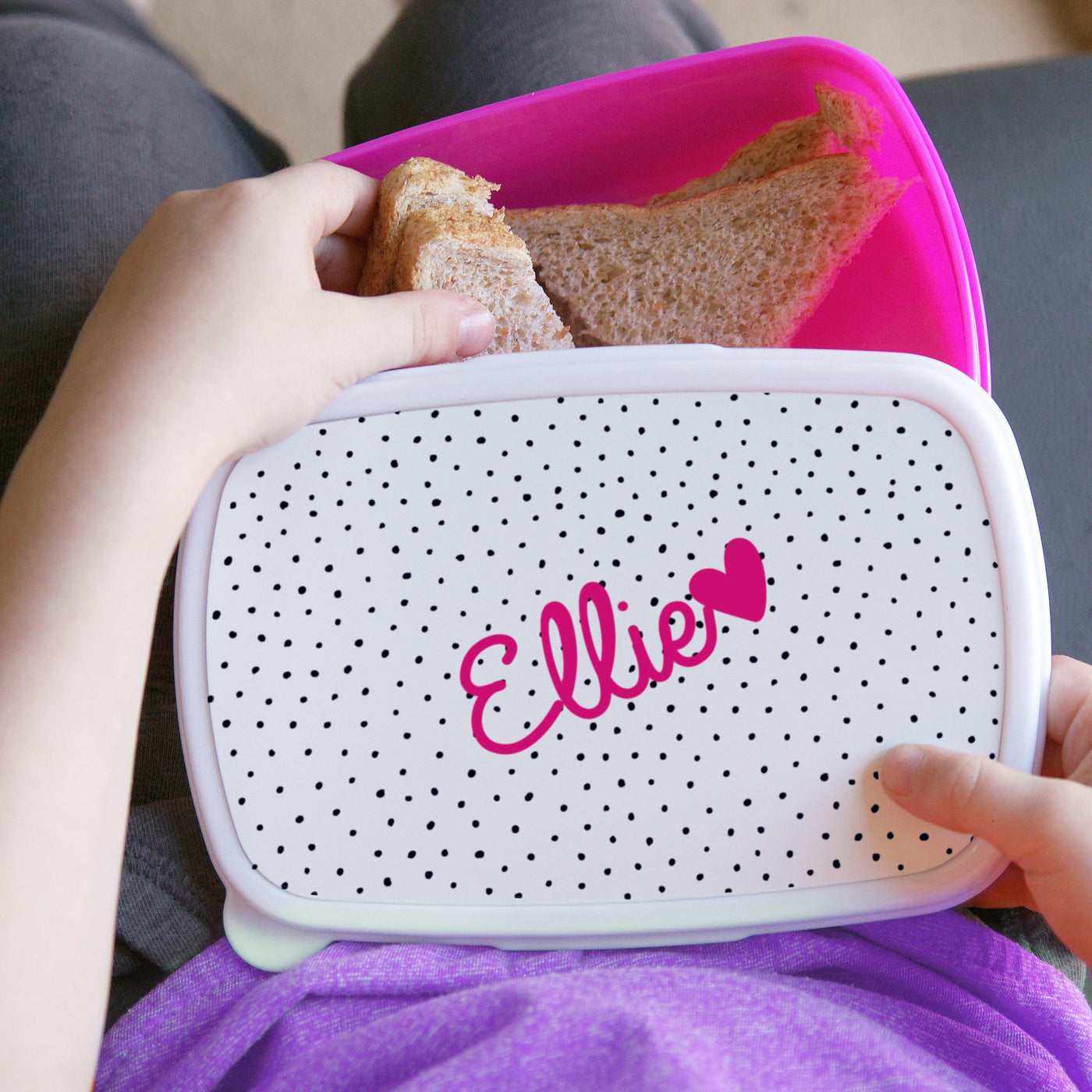 Personalised Pink Heart Name Only Pink Lunch Box - Shop Personalised Gifts