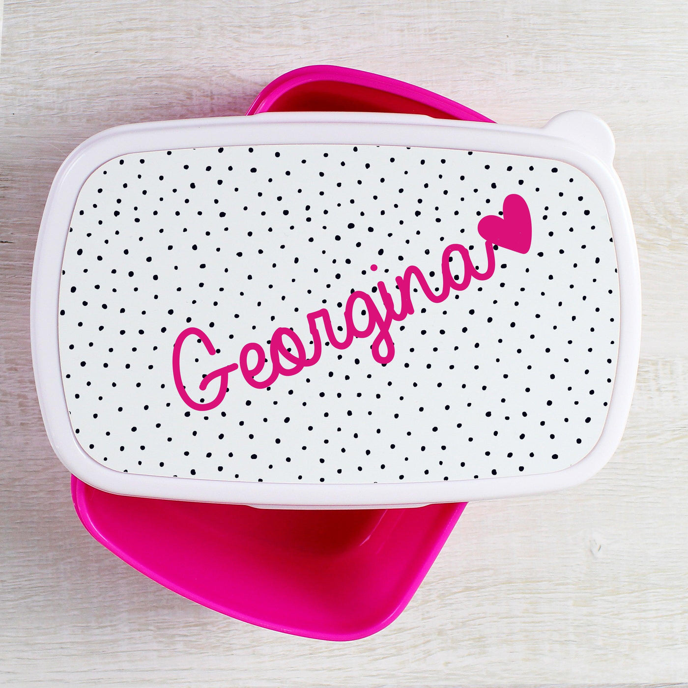 Personalised Pink Heart Name Only Pink Lunch Box - Shop Personalised Gifts