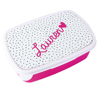 Personalised Pink Heart Name Only Pink Lunch Box - Shop Personalised Gifts