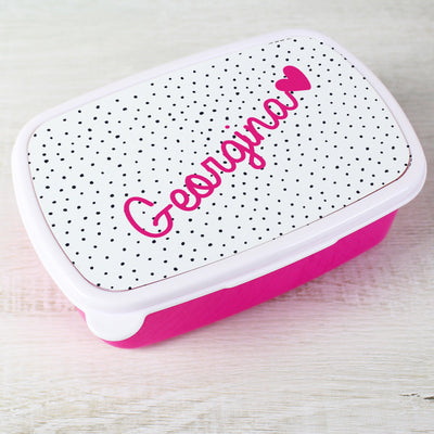 Personalised Pink Heart Name Only Pink Lunch Box - Shop Personalised Gifts