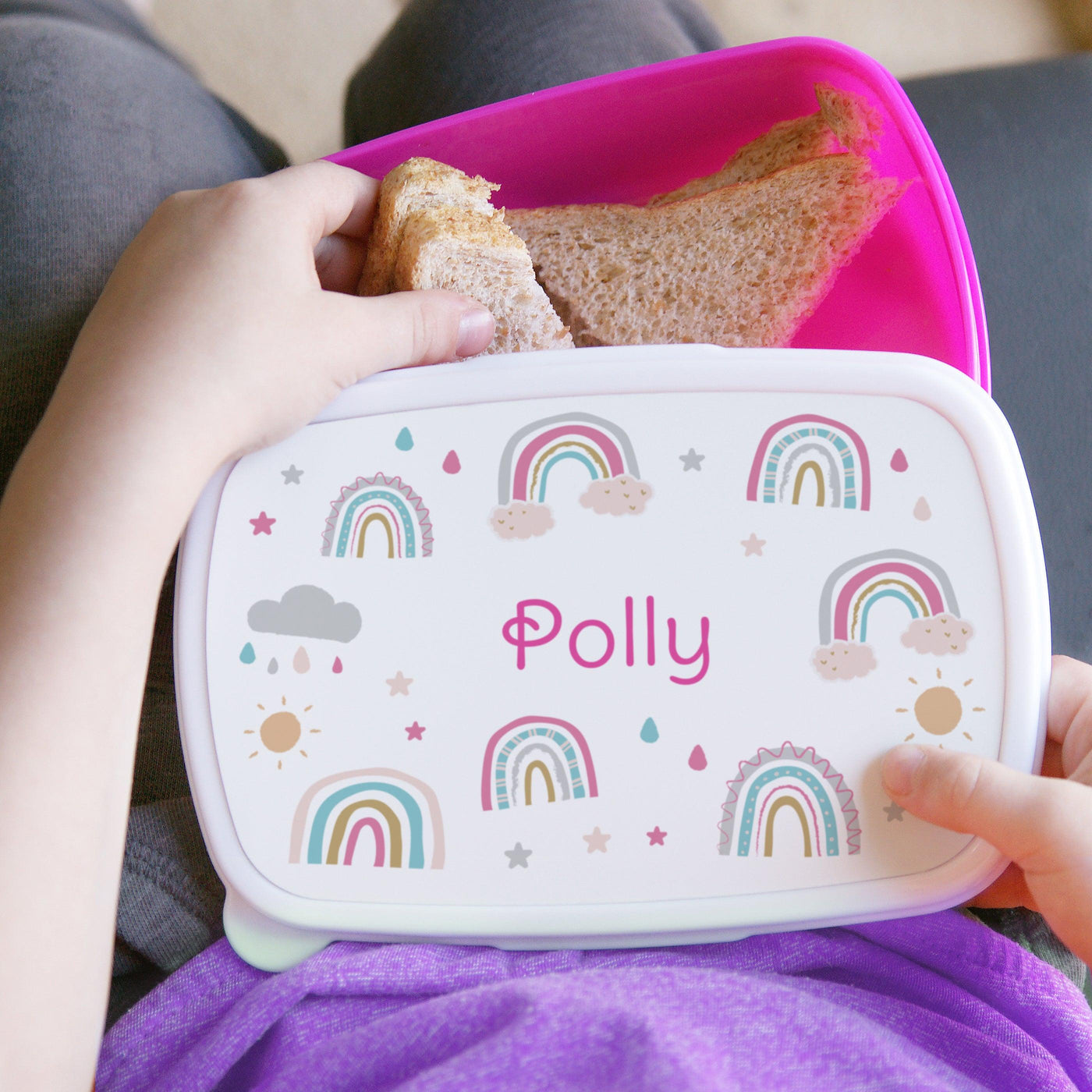 Personalised Rainbow Name Only Pink Lunch Box - Shop Personalised Gifts