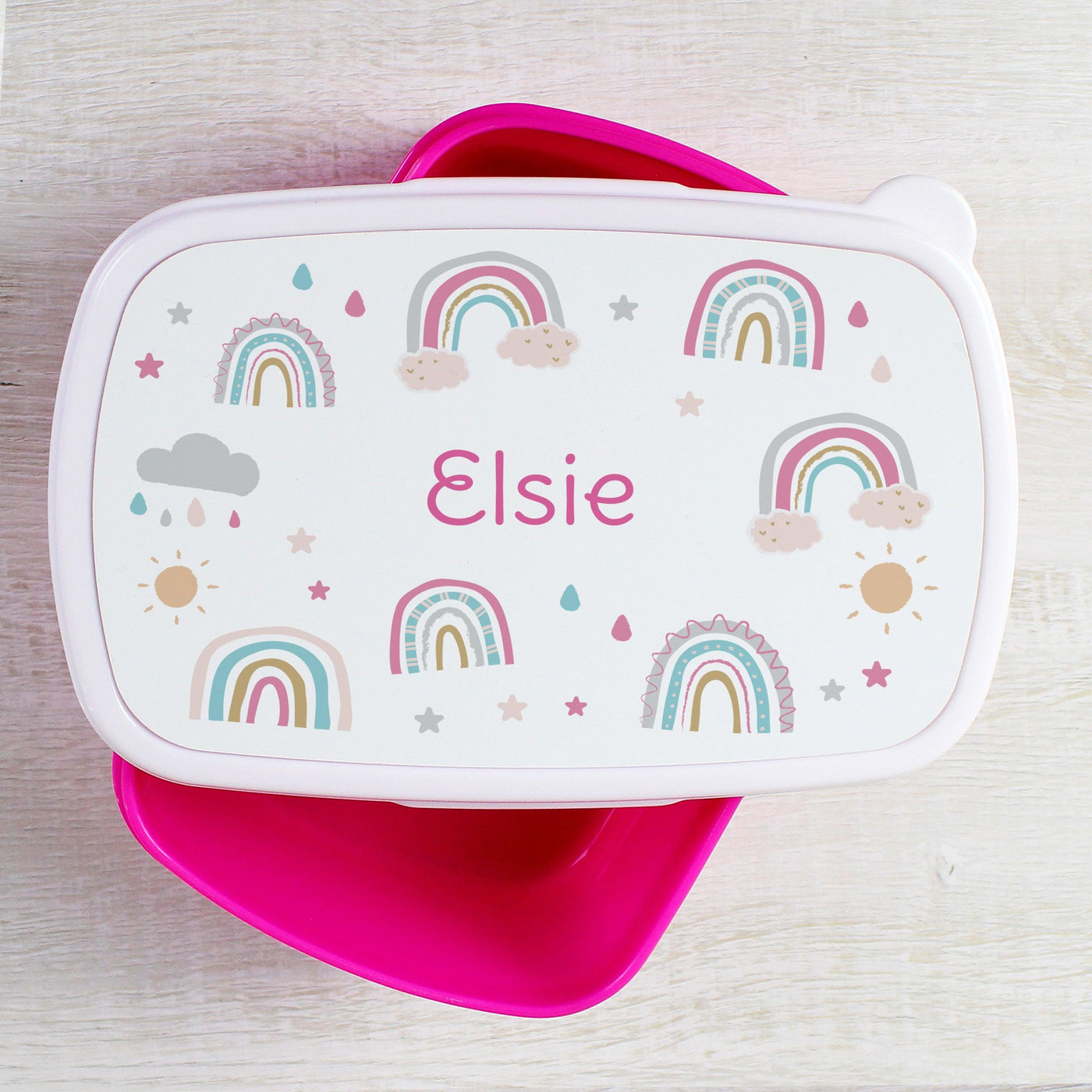 Personalised Rainbow Name Only Pink Lunch Box - Shop Personalised Gifts