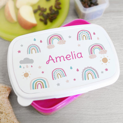 Personalised Rainbow Name Only Pink Lunch Box - Shop Personalised Gifts