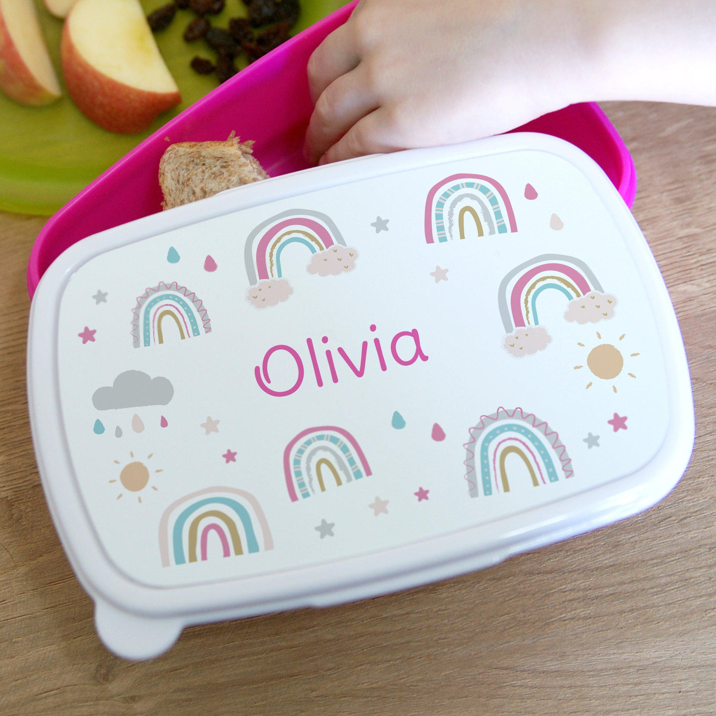 Personalised Rainbow Name Only Pink Lunch Box - Shop Personalised Gifts