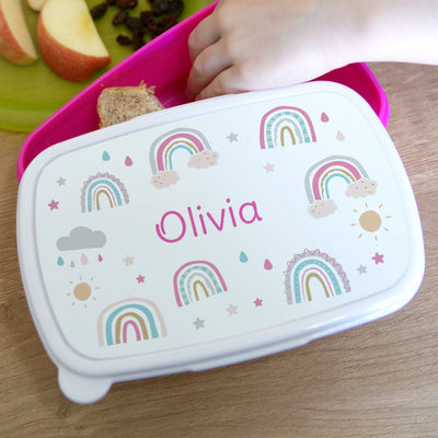 Personalised Rainbow Name Only Pink Lunch Box - Shop Personalised Gifts