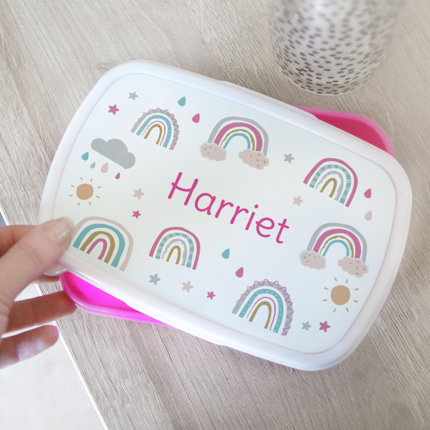 Personalised Rainbow Name Only Pink Lunch Box - Shop Personalised Gifts