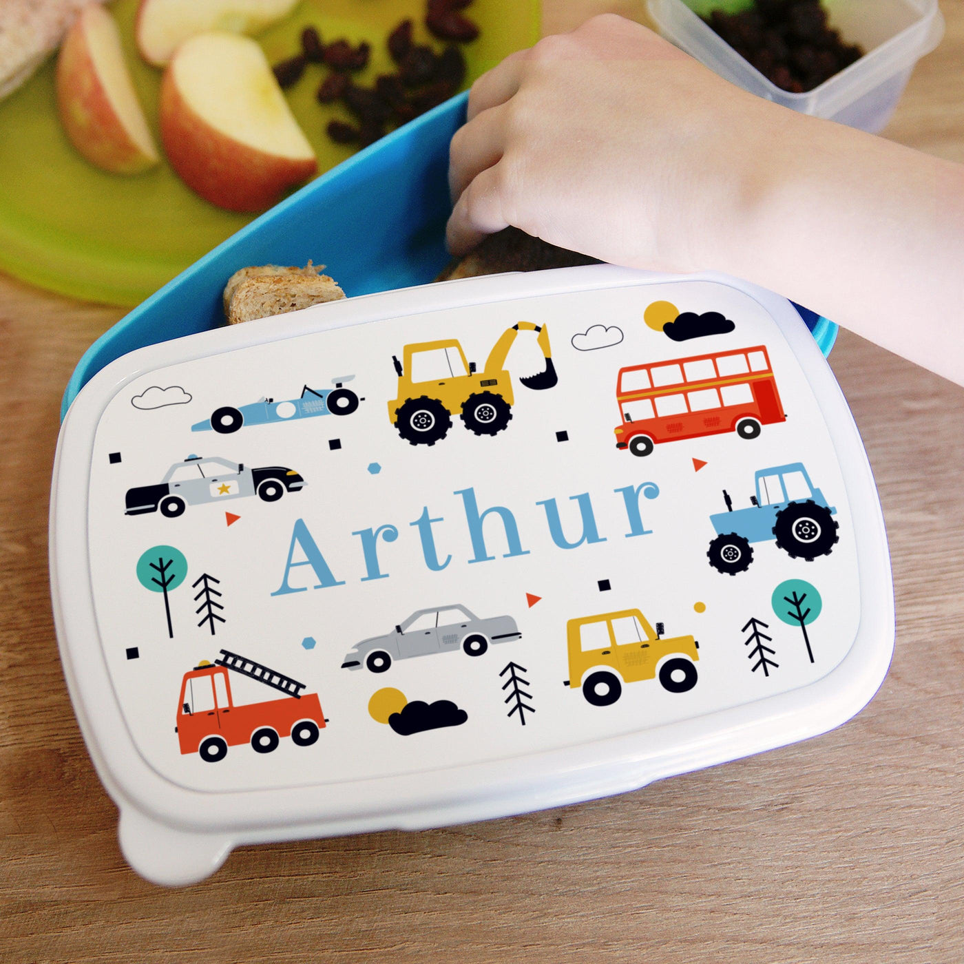 Personalised Vehicles Name Only Blue Lunch Box - Shop Personalised Gifts