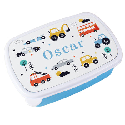 Personalised Vehicles Name Only Blue Lunch Box - Shop Personalised Gifts