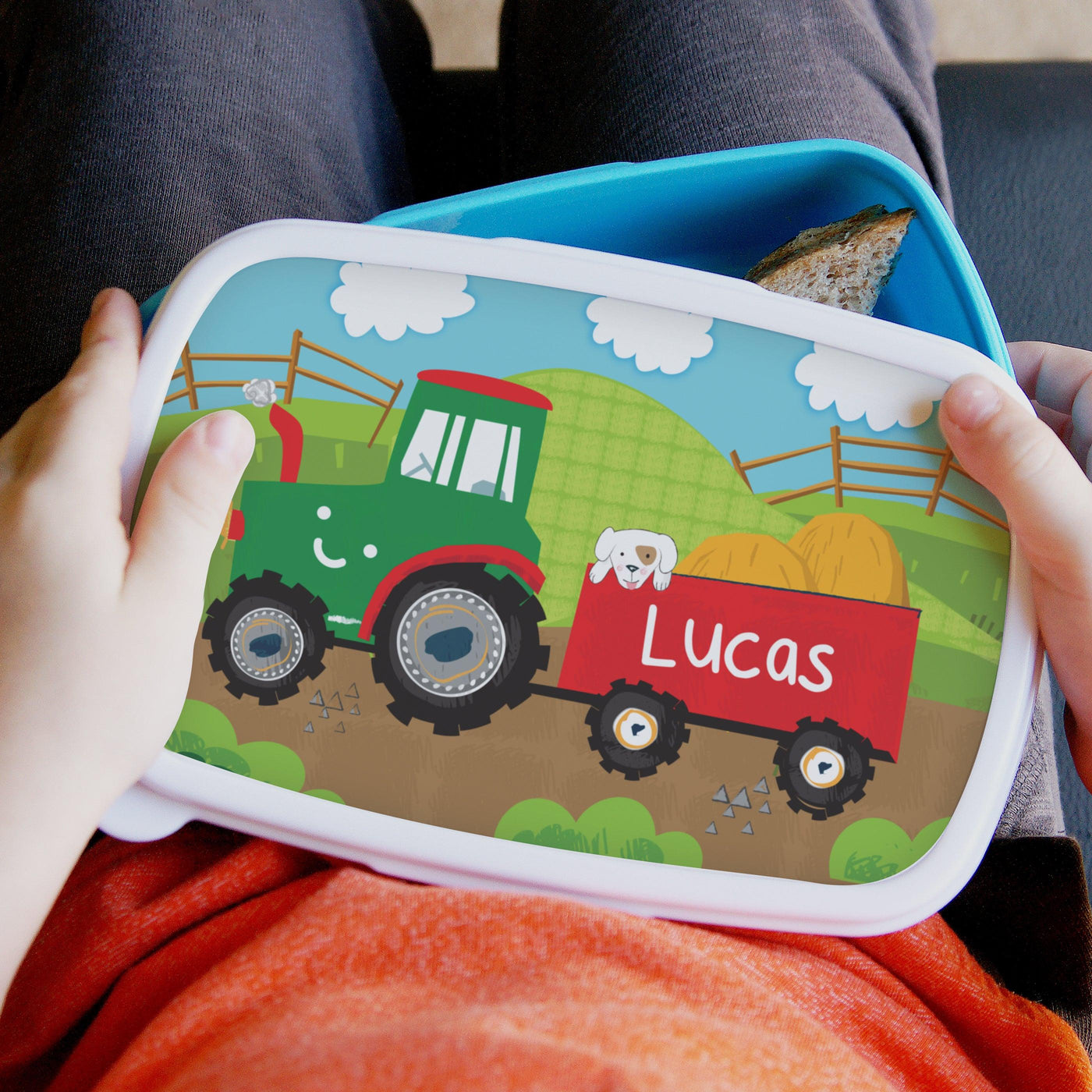 Personalised Tractor Name Only Blue Lunch Box - Shop Personalised Gifts