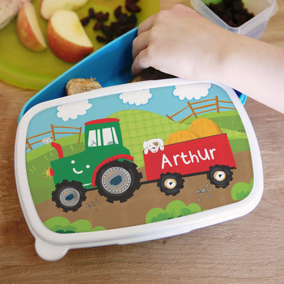 Personalised Tractor Name Only Blue Lunch Box - Shop Personalised Gifts