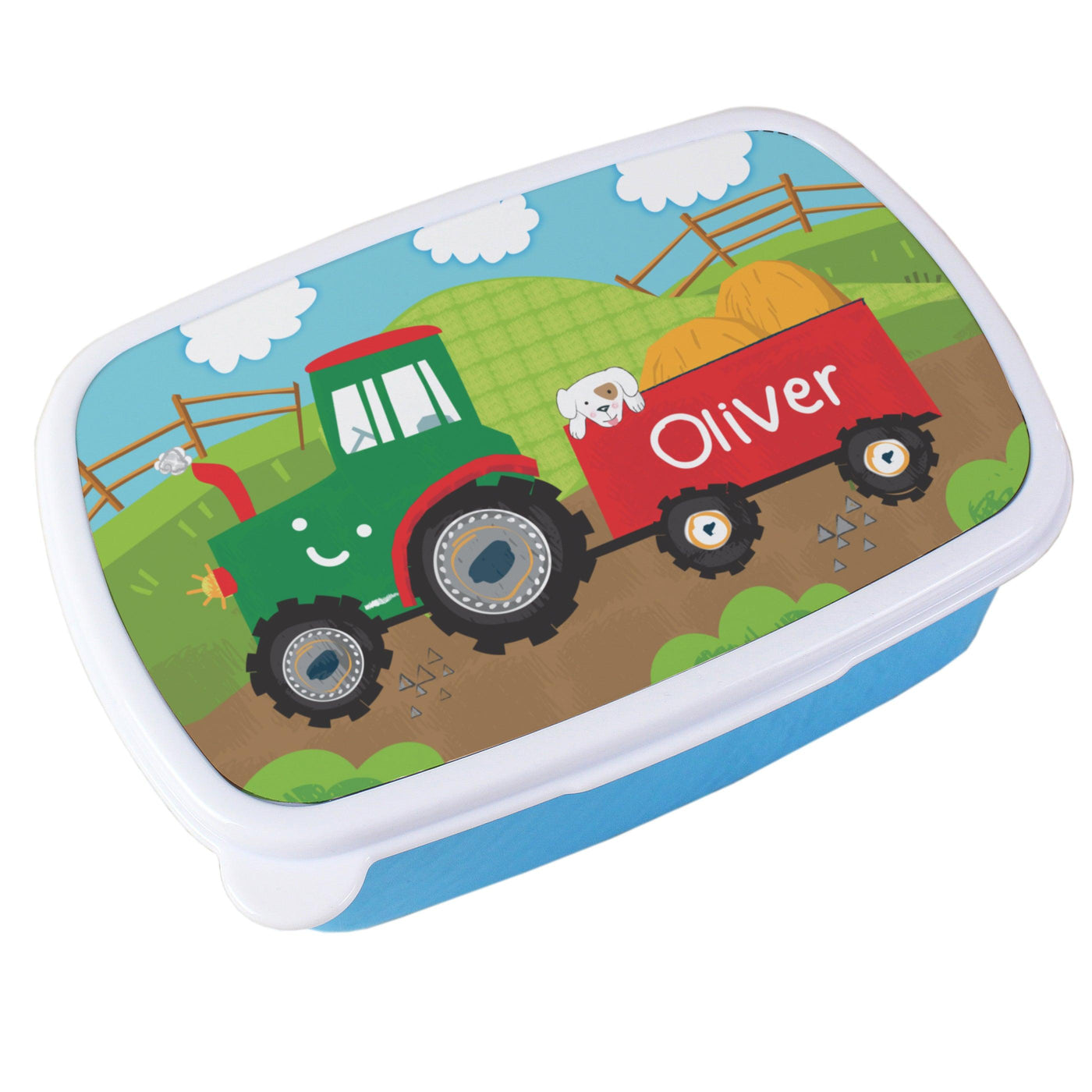 Personalised Tractor Name Only Blue Lunch Box - Shop Personalised Gifts