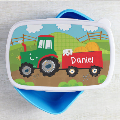 Personalised Tractor Name Only Blue Lunch Box - Shop Personalised Gifts