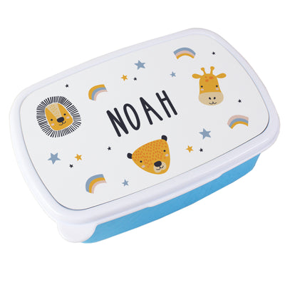 Personalised Zoo Name Only Blue Lunch Box