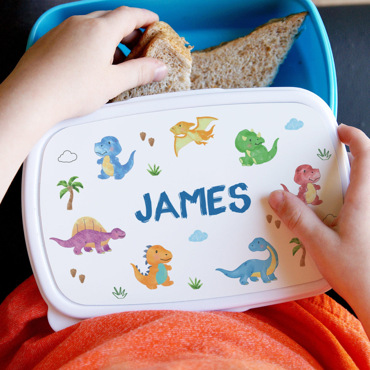 Personalised Dinosaur Name Only Blue Lunch Box - Shop Personalised Gifts
