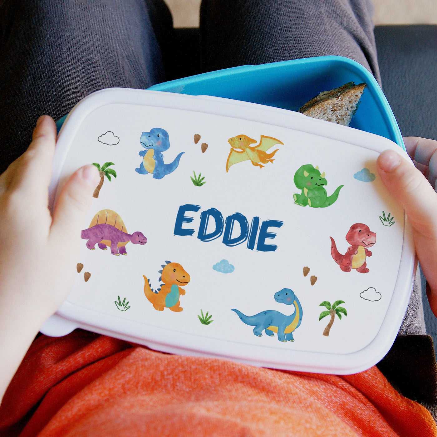 Personalised Dinosaur Name Only Blue Lunch Box - Shop Personalised Gifts