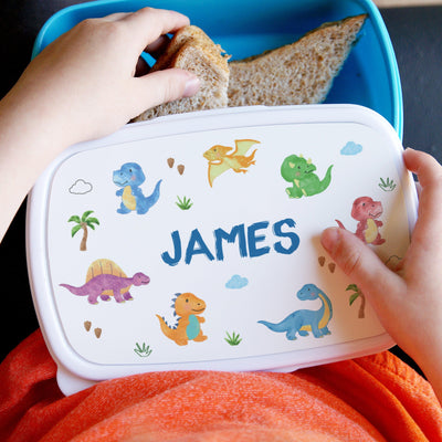 Personalised Dinosaur Name Only Blue Lunch Box - Shop Personalised Gifts