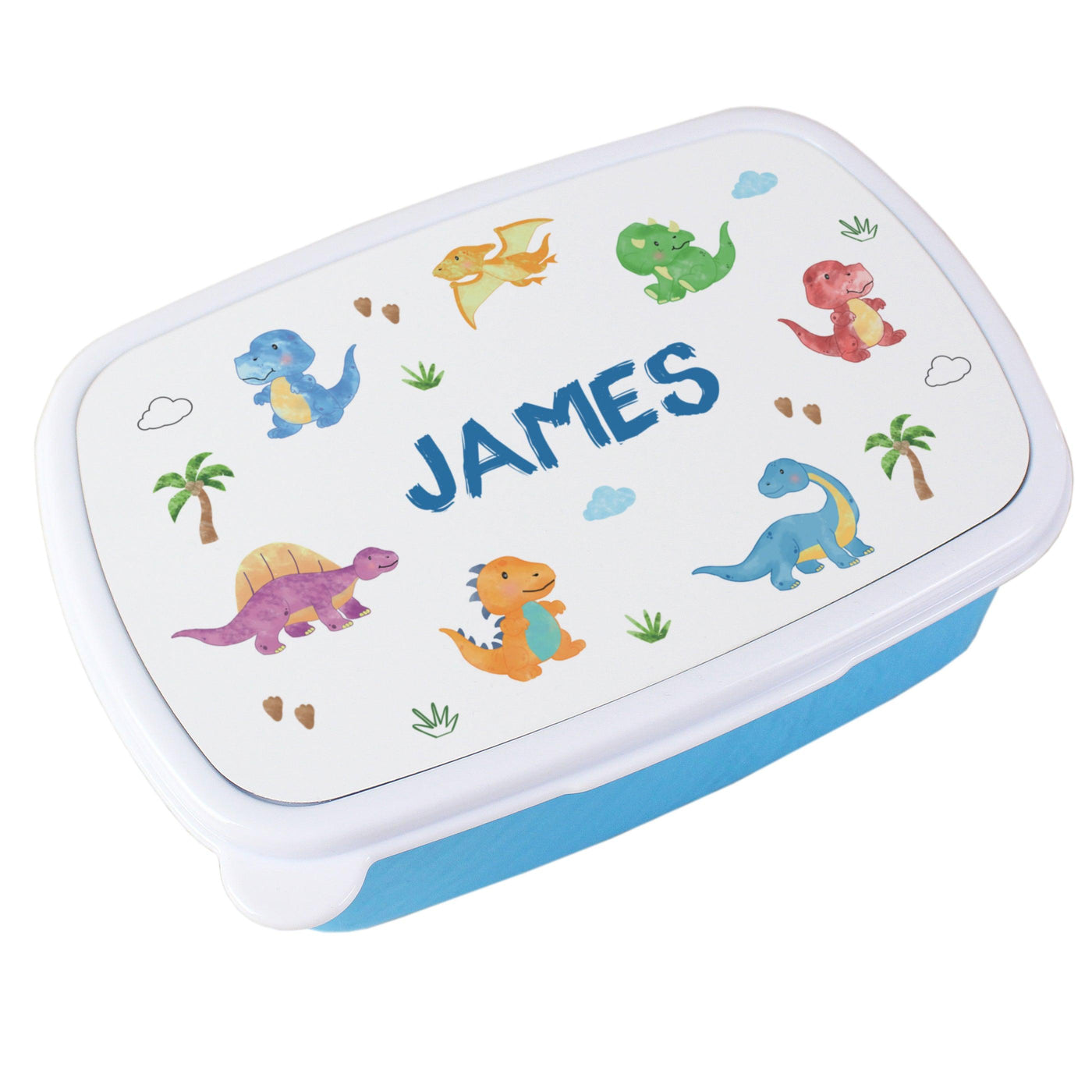 Personalised Dinosaur Name Only Blue Lunch Box - Shop Personalised Gifts