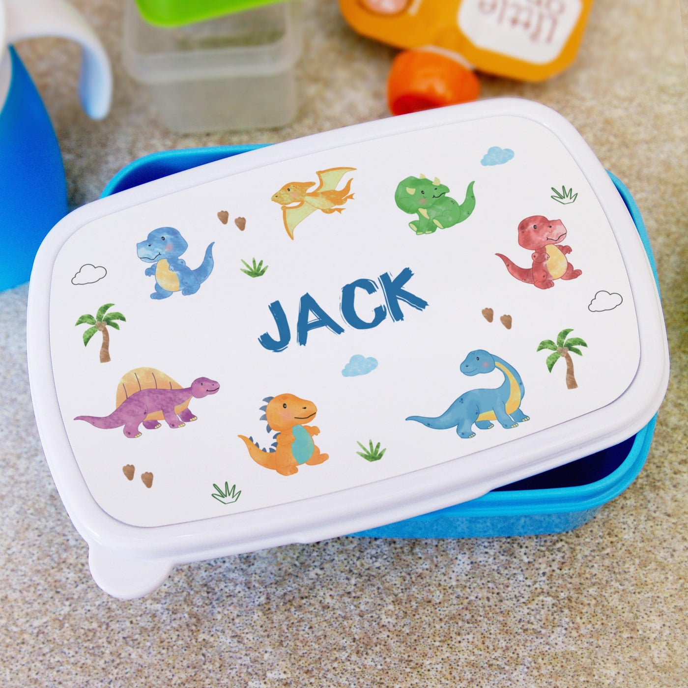 Personalised Dinosaur Name Only Blue Lunch Box - Shop Personalised Gifts