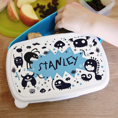 Personalised Monsters Name Only Blue Lunch Box - Shop Personalised Gifts