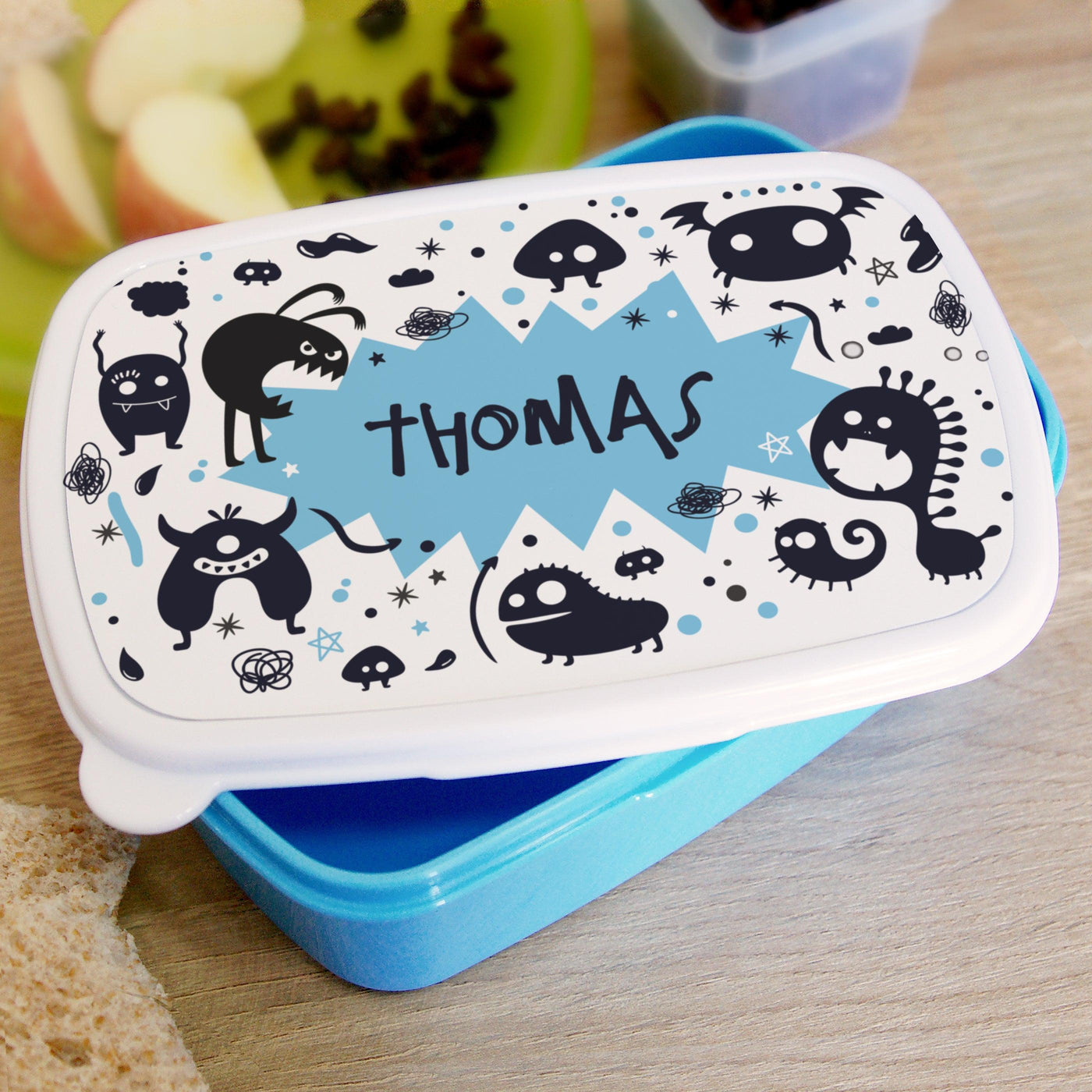 Personalised Monsters Name Only Blue Lunch Box - Shop Personalised Gifts