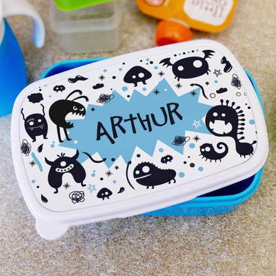 Personalised Monsters Name Only Blue Lunch Box - Shop Personalised Gifts