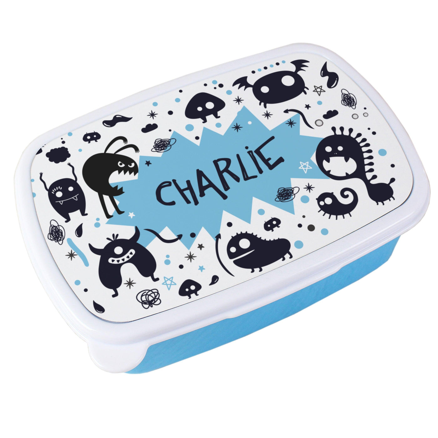 Personalised Monsters Name Only Blue Lunch Box - Shop Personalised Gifts