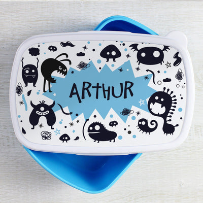 Personalised Monsters Name Only Blue Lunch Box - Shop Personalised Gifts