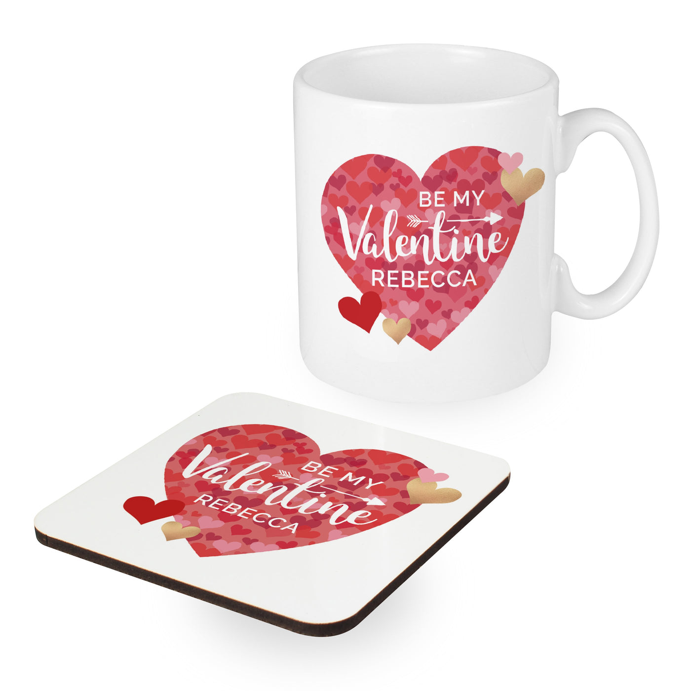 Personalised Valentine's Day Ceramic Confetti Hearts Mug & Coaster Set - Shop Personalised Gifts