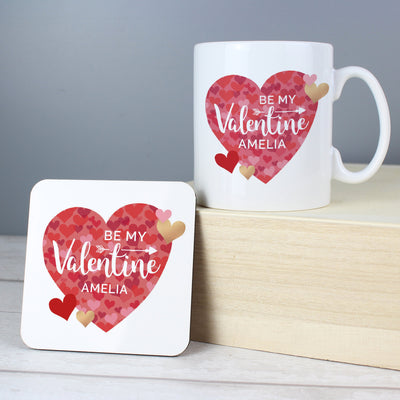 Personalised Valentine's Day Ceramic Confetti Hearts Mug & Coaster Set - Shop Personalised Gifts