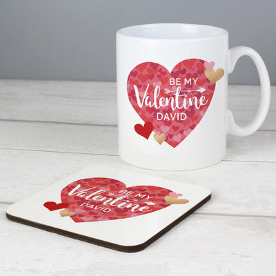 Personalised Valentine's Day Ceramic Confetti Hearts Mug & Coaster Set - Shop Personalised Gifts