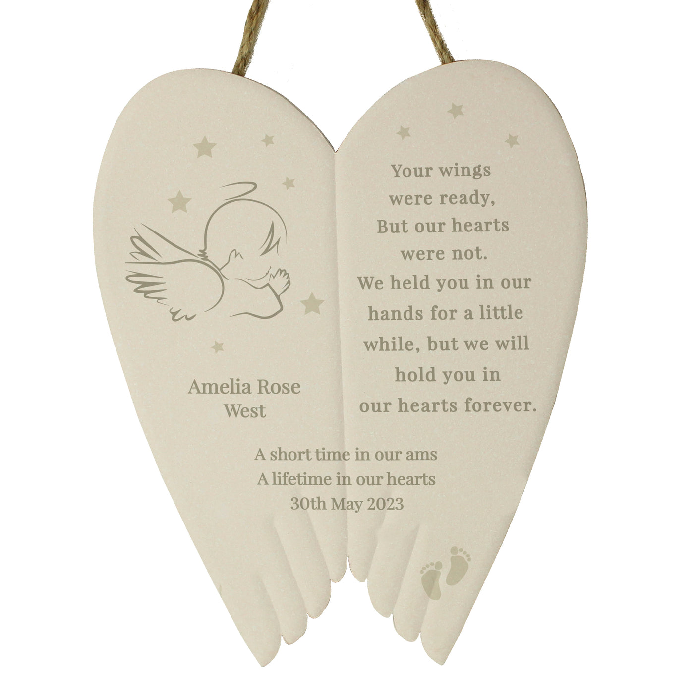 Personalised Little Angel Ceramic Wings
