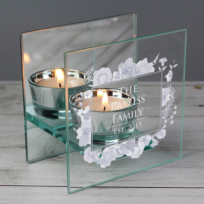 Personalised Soft Watercolour Mirrored Glass Tea Light Candle Holder - Shop Personalised Gifts
