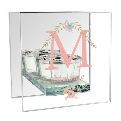 Personalised Floral Bouquet Mirrored Glass Tea Light Candle Holder - Shop Personalised Gifts