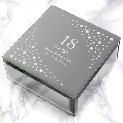 Personalised Big Age Swirls & Hearts Diamante Glass Trinket Box - Shop Personalised Gifts