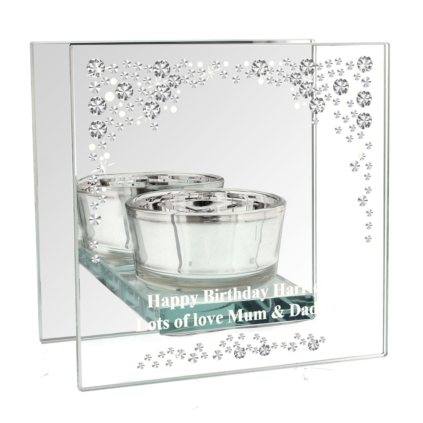 Personalised Diamante Mirrored Glass Tea Light Candle Holder - Shop Personalised Gifts