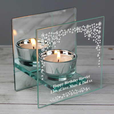 Personalised Diamante Mirrored Glass Tea Light Candle Holder - Shop Personalised Gifts