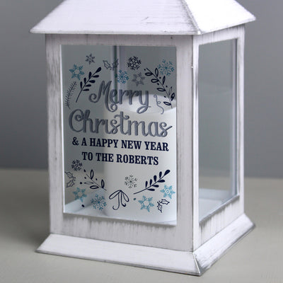 Personalised Christmas Frost White Lantern - Shop Personalised Gifts