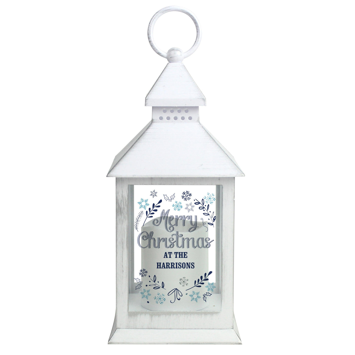 Personalised Christmas Frost White Lantern - Shop Personalised Gifts
